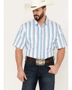 Panhandle Men's Serape Striped Short Sleeve Western Pearl Snap Shirt