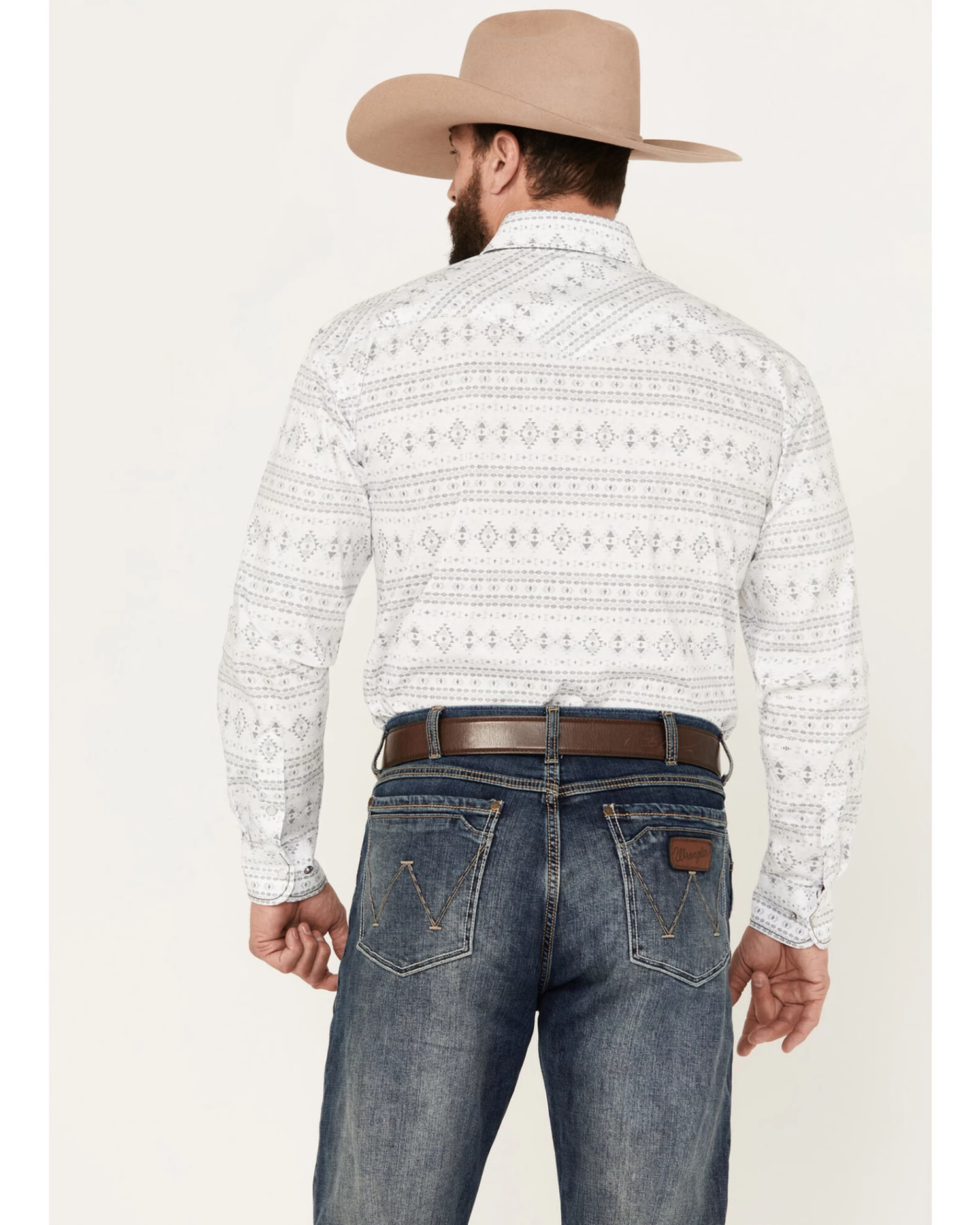 Rough Stock By Panhandle Men's Southwestern Print Long Sleeve Stretch Western Snap Shirt - Image 4