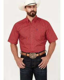 Ariat Men's Jeremy Star Print Button-Down Short Sleeve Stretch Western Shirt