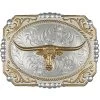 Montana Silversmiths Dual-Tone Cowboy Cameo Longhorn Buckle