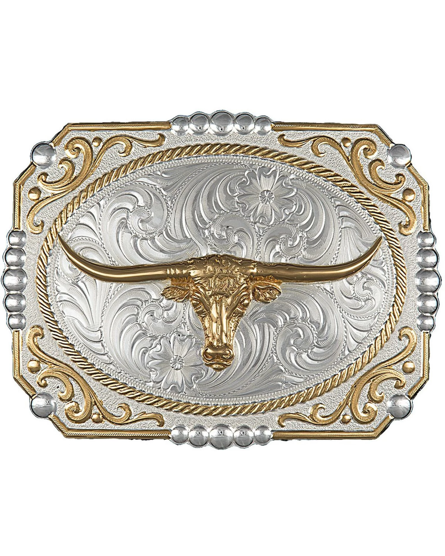 Montana Silversmiths Dual-Tone Cowboy Cameo Longhorn Buckle